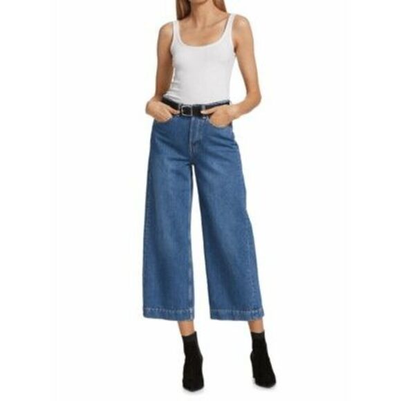 Rag & Bone Rye Harbor Blue Denim Maya High Rise Ankle Wide Leg Jeans Women's 30 - Picture 1 of 6